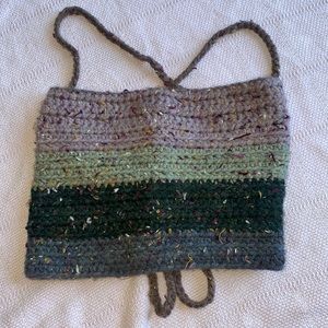 Vintage y2k handmade crochet open back crop top